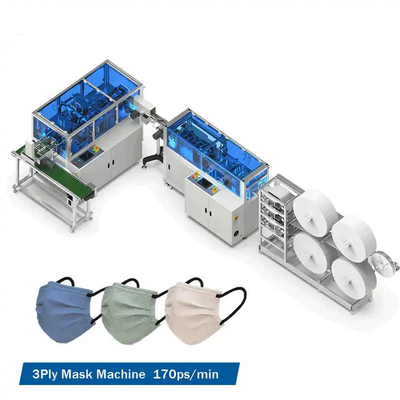 Mesin Masker Sekali Pakai Otomatis Kecepatan Maksimal 170 / Min