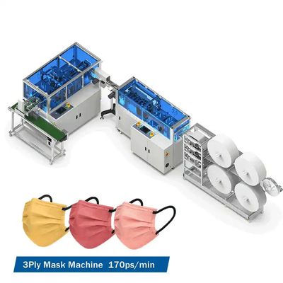 Kecepatan Maksimal 170Pcs/Min Mesin Masker Wajah Bedah Medis Sekali Pakai Kecepatan Tinggi