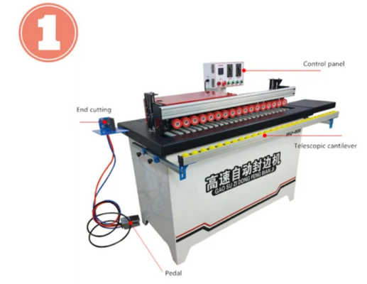 Mesin Edge Banding Semi Otomatis Perekatan Pemangkasan Buffing Pneumatic End Cutting