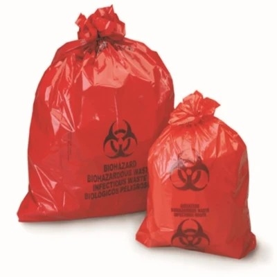 Tas Pembuangan Limbah Biohazard Medis LDPE / HDPE Merah