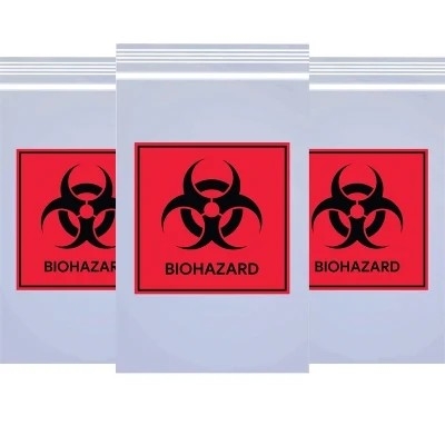 3/4 Lapisan Jelas Tas Biohazard Medis LDPE Autoclavable Untuk Koleksi Spesimen